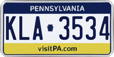 PA license plate KLA3534