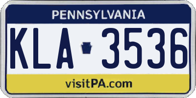 PA license plate KLA3536
