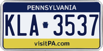 PA license plate KLA3537
