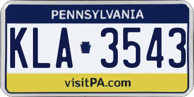 PA license plate KLA3543