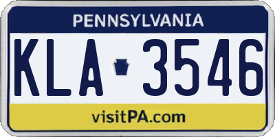 PA license plate KLA3546