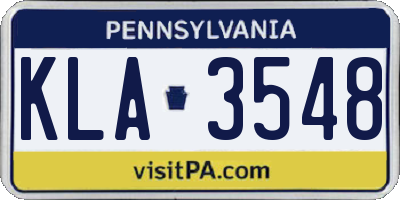 PA license plate KLA3548