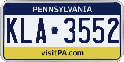 PA license plate KLA3552