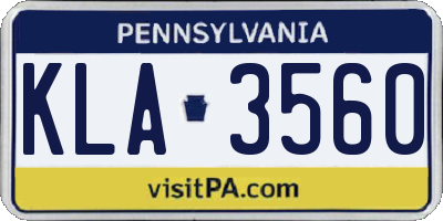 PA license plate KLA3560
