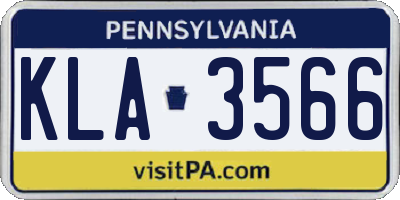PA license plate KLA3566
