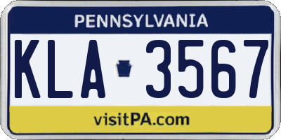 PA license plate KLA3567
