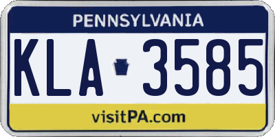 PA license plate KLA3585