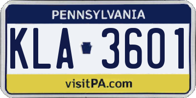PA license plate KLA3601