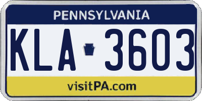 PA license plate KLA3603