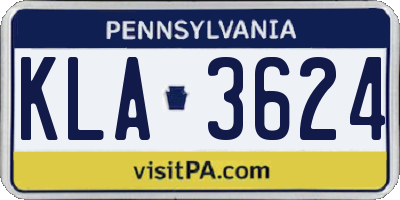 PA license plate KLA3624