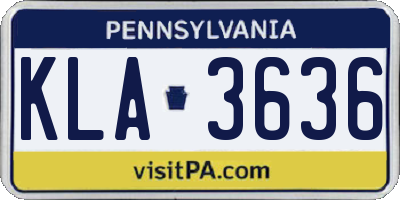 PA license plate KLA3636