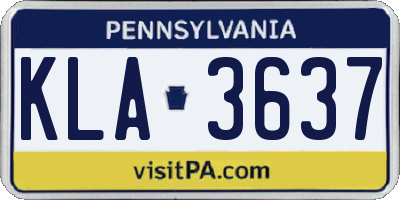 PA license plate KLA3637