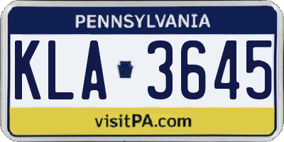 PA license plate KLA3645