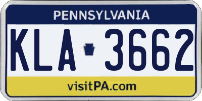 PA license plate KLA3662