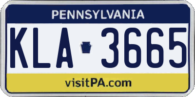 PA license plate KLA3665