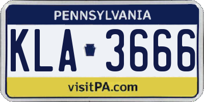 PA license plate KLA3666