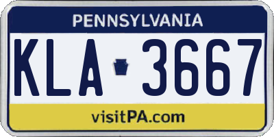 PA license plate KLA3667