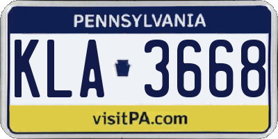 PA license plate KLA3668