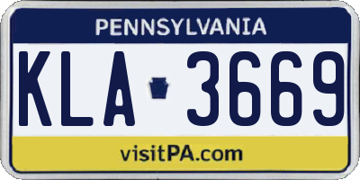 PA license plate KLA3669