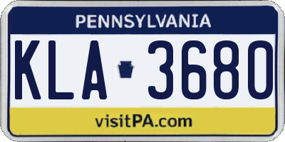 PA license plate KLA3680