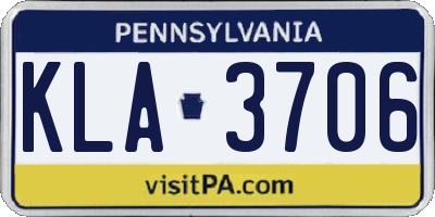 PA license plate KLA3706