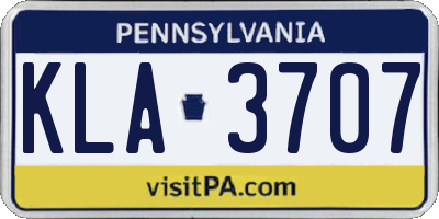 PA license plate KLA3707