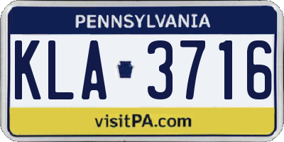 PA license plate KLA3716