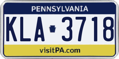 PA license plate KLA3718