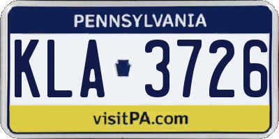 PA license plate KLA3726