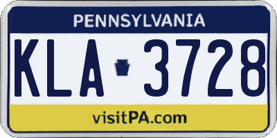 PA license plate KLA3728