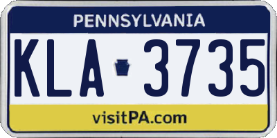 PA license plate KLA3735