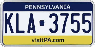 PA license plate KLA3755