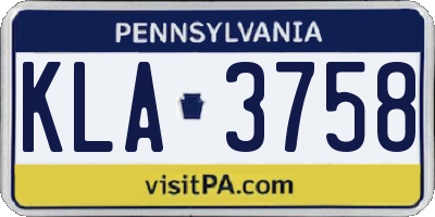 PA license plate KLA3758