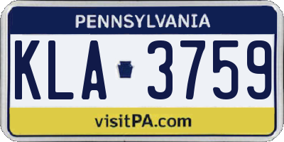 PA license plate KLA3759