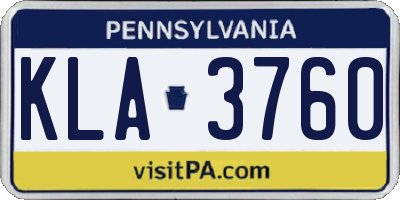 PA license plate KLA3760
