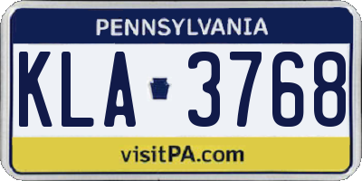 PA license plate KLA3768