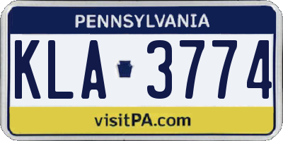 PA license plate KLA3774
