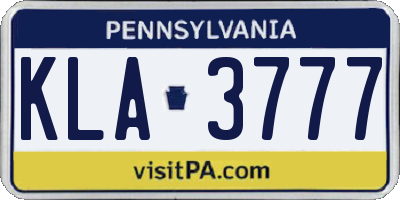 PA license plate KLA3777