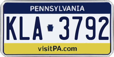 PA license plate KLA3792
