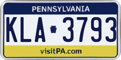 PA license plate KLA3793