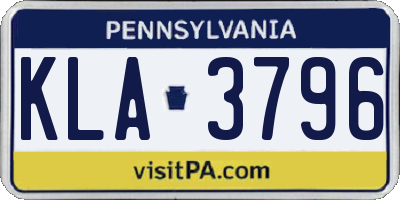 PA license plate KLA3796