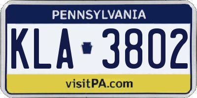 PA license plate KLA3802