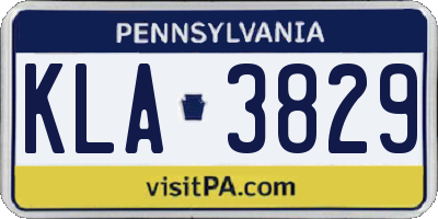 PA license plate KLA3829