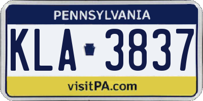PA license plate KLA3837