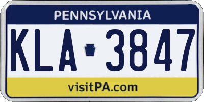 PA license plate KLA3847