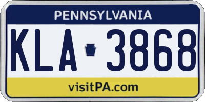 PA license plate KLA3868