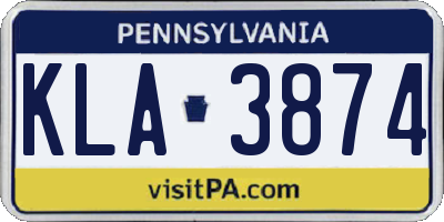 PA license plate KLA3874