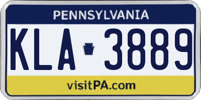 PA license plate KLA3889