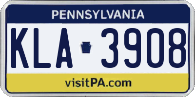 PA license plate KLA3908