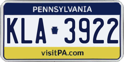 PA license plate KLA3922